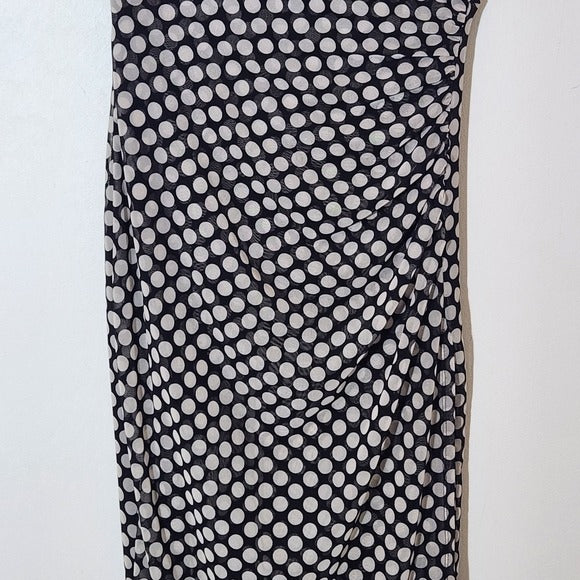 London Times Black and White Mesh Polka Dot Sheath Dress Size 8