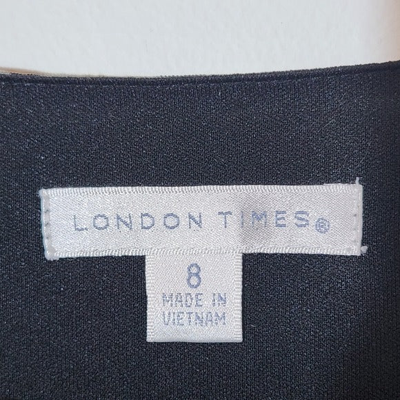 London Times Black and White Mesh Polka Dot Sheath Dress Size 8