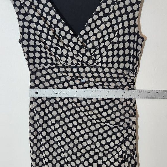 London Times Black and White Mesh Polka Dot Sheath Dress Size 8