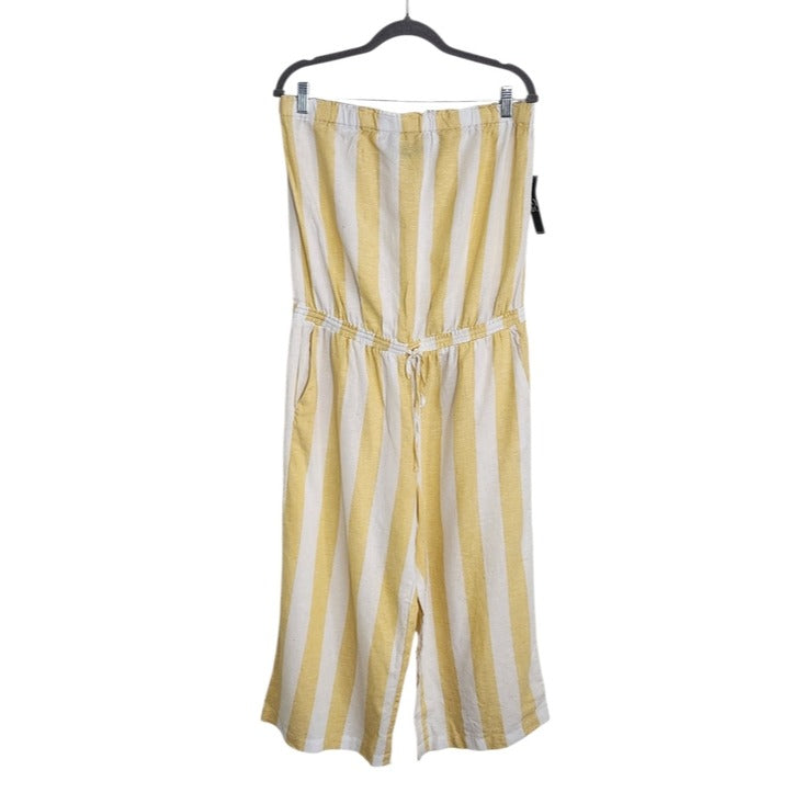 Soho by New York & Company Yellow Stripe Strapless Jumpsuit Size Large NWT