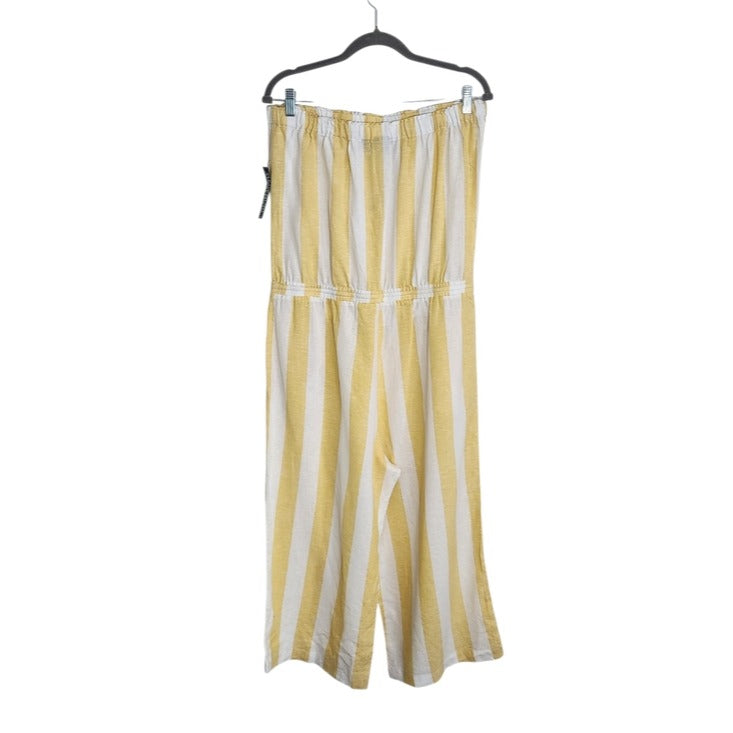 Soho by New York & Company Yellow Stripe Strapless Jumpsuit Size Large NWT