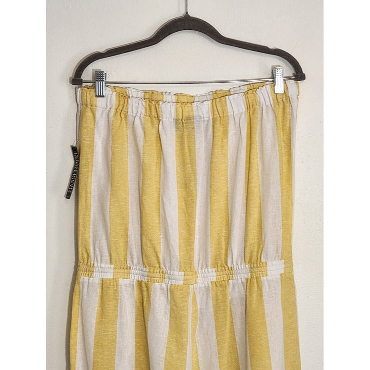 Soho by New York & Company Yellow Stripe Strapless Jumpsuit Size Large NWT