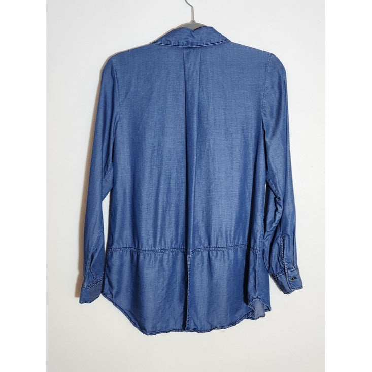 Terre Bleue Blue Chambray Button Down Tunic Size Small