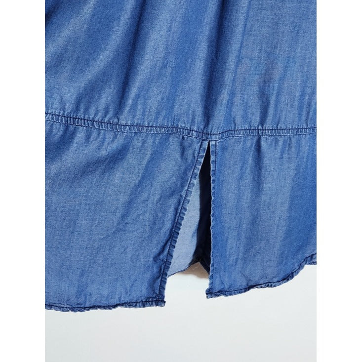Terre Bleue Blue Chambray Button Down Tunic Size Small