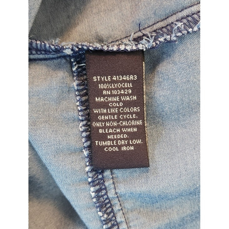 Terre Bleue Blue Chambray Button Down Tunic Size Small