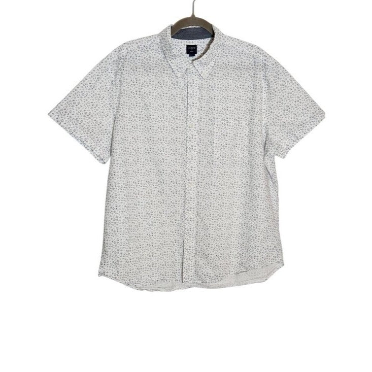 J. Crew White and Navy Print Button Down Shirt Size XL