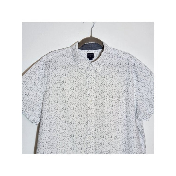 J. Crew White and Navy Print Button Down Shirt Size XL