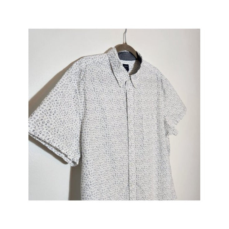J. Crew White and Navy Print Button Down Shirt Size XL