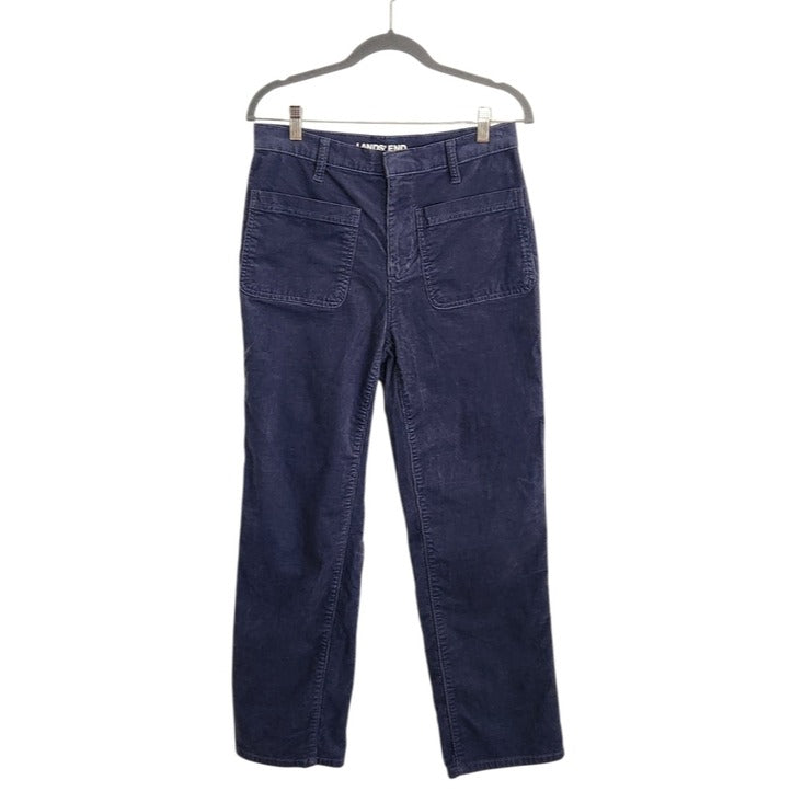 Lands' End Blue Corduroy Straight Leg Pants Size 8 Petite