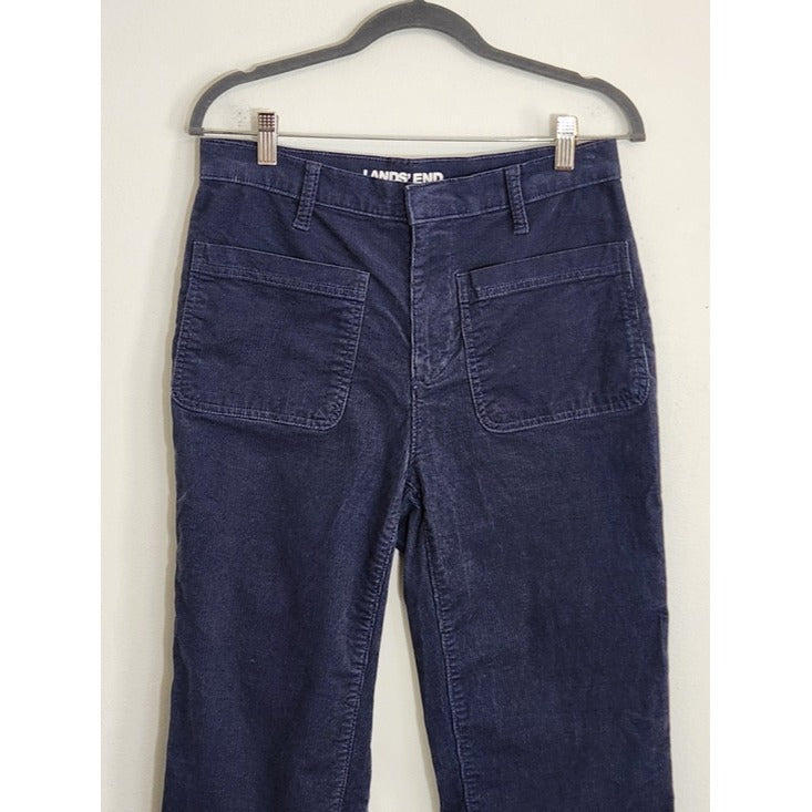 Lands' End Blue Corduroy Straight Leg Pants Size 8 Petite