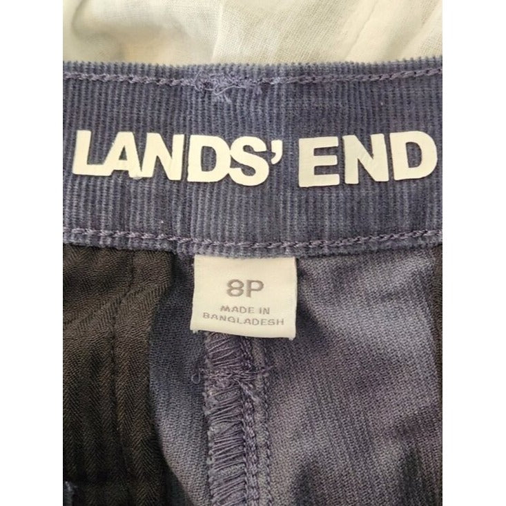 Lands' End Blue Corduroy Straight Leg Pants Size 8 Petite