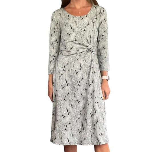 Lands' End Black Paisley Dress Size Large NWOT Wedding Guest Dress
