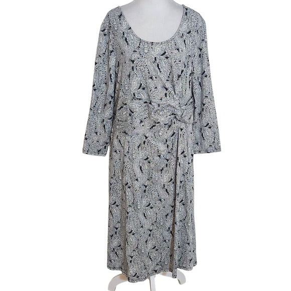Lands' End Black Paisley Dress Size Large NWOT Wedding Guest Dress