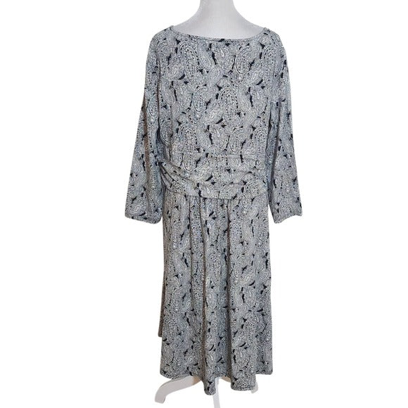 Lands' End Black Paisley Dress Size Large NWOT Wedding Guest Dress