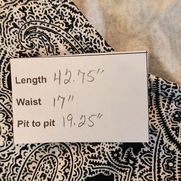 Lands' End Black Paisley Dress Size Large NWOT Wedding Guest Dress