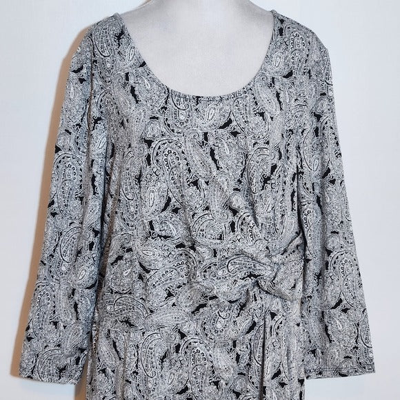 Lands' End Black Paisley Dress Size Large NWOT Wedding Guest Dress