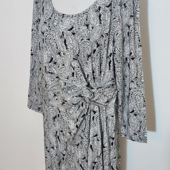 Lands' End Black Paisley Dress Size Large NWOT Wedding Guest Dress
