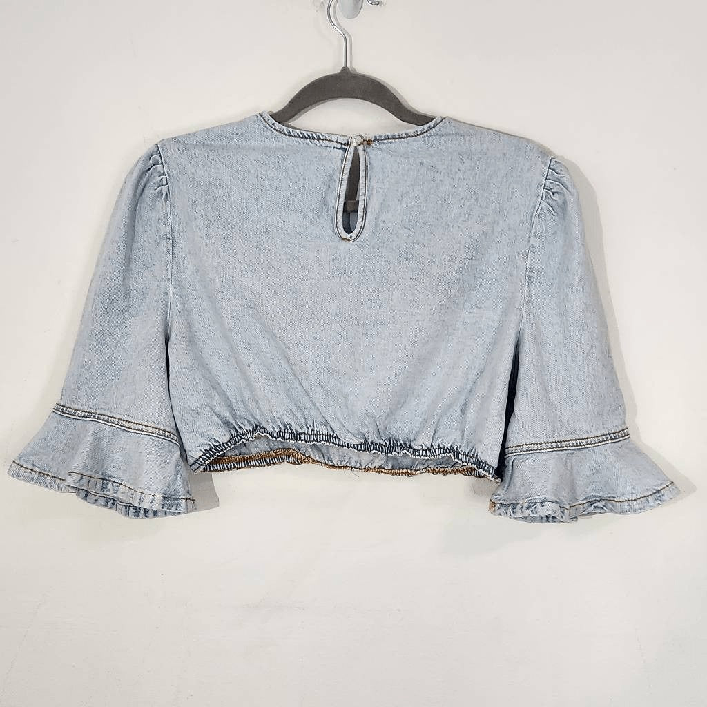 WeWoreWhat Cropped Denim Top Size Medium NWT Denim Sexy Crop Top