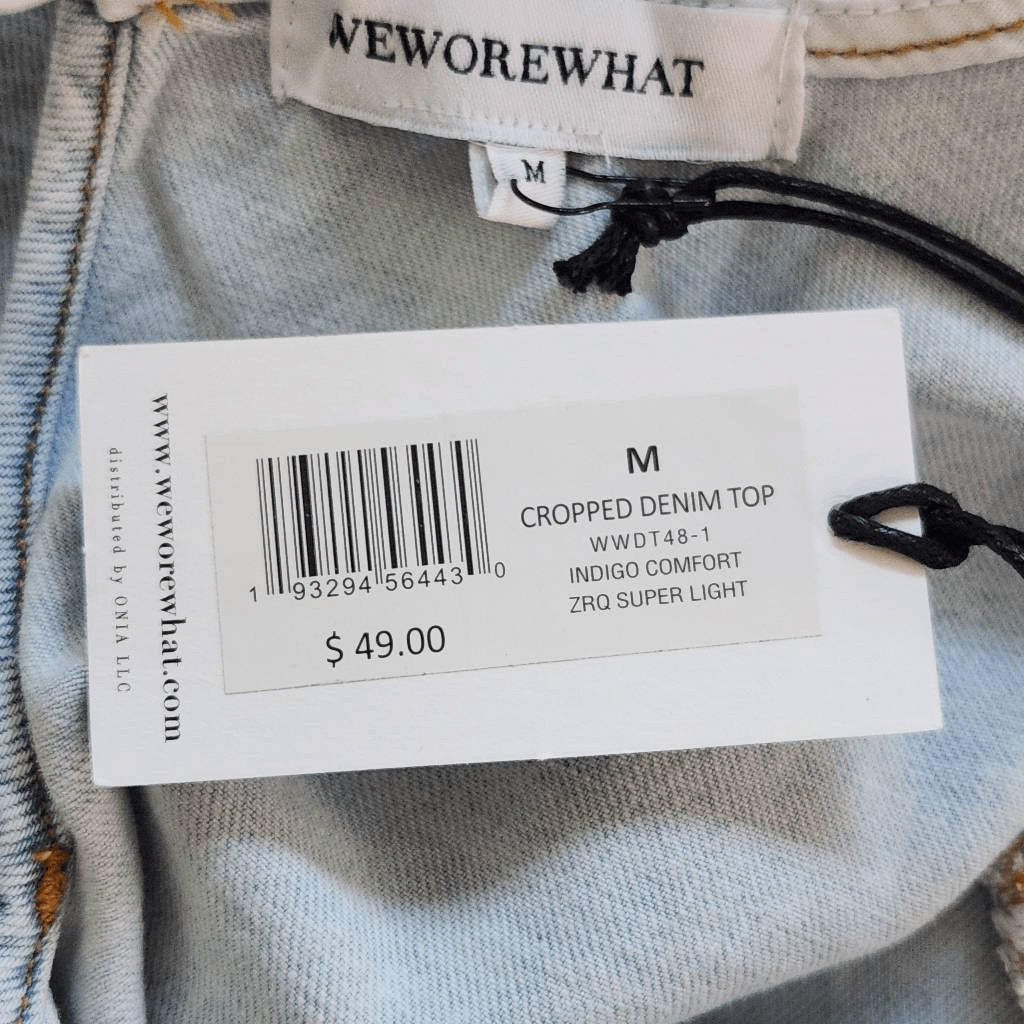 WeWoreWhat Cropped Denim Top Size Medium NWT Denim Sexy Crop Top