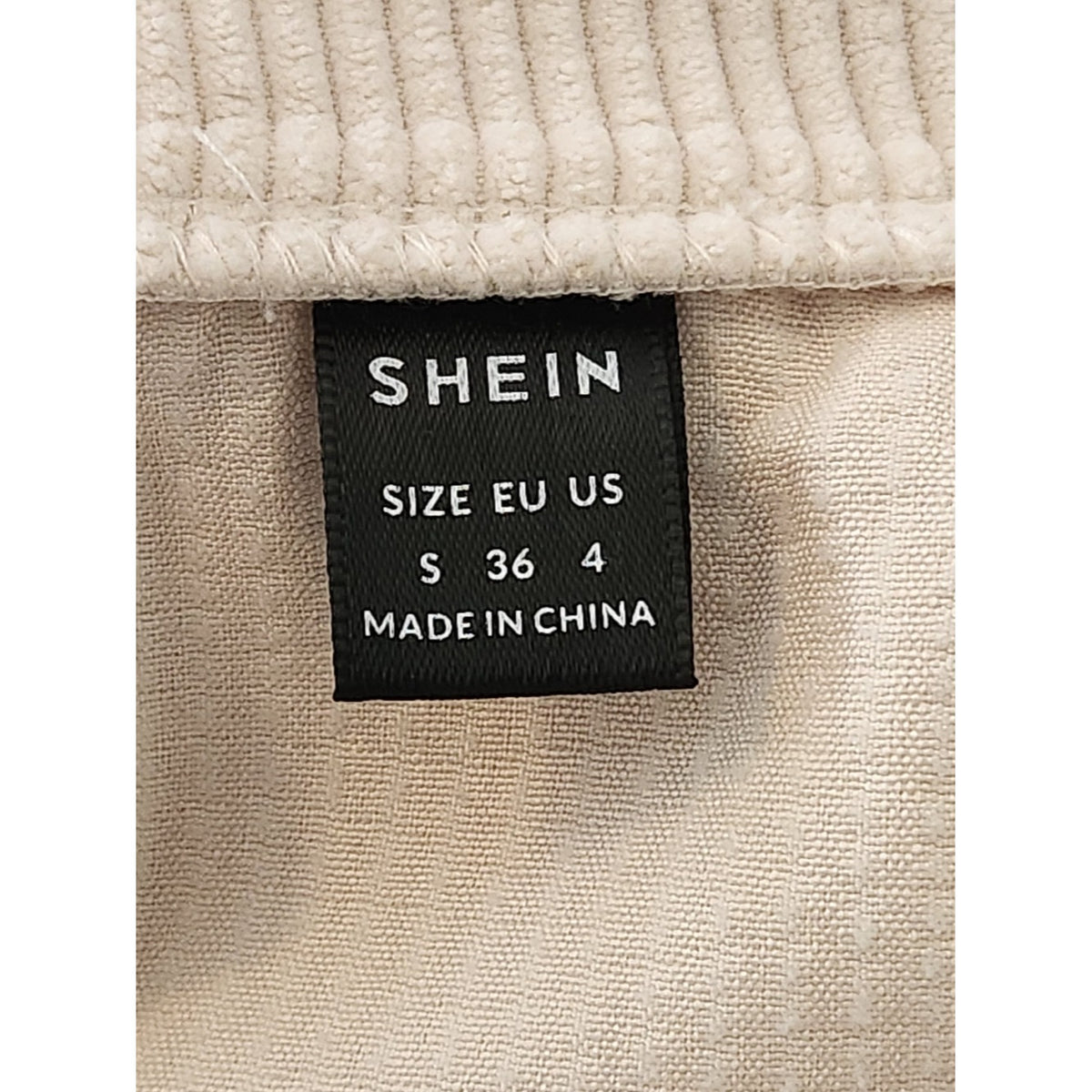 SHEIN Cream Corduroy Cropped Jacket Size Small Chest Pockets