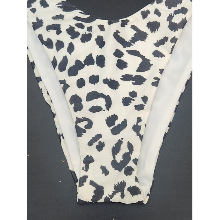 Aerie Cream and Black Leopard Print Cheeky Bikini Bottom Size Medium NWT