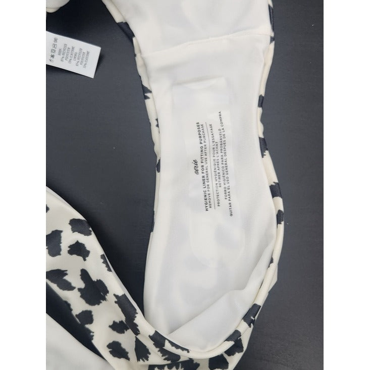 Aerie Cream and Black Leopard Print Cheeky Bikini Bottom Size Medium NWT
