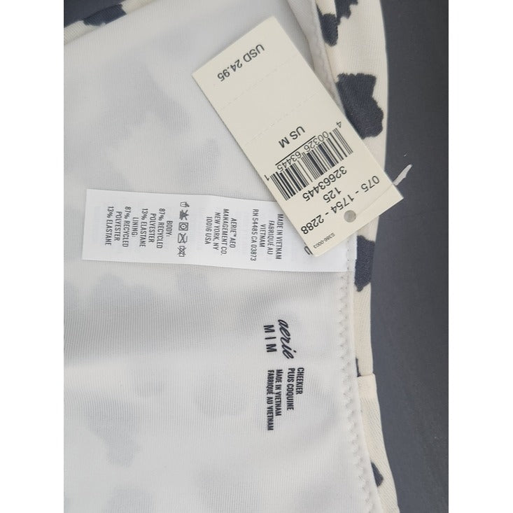 Aerie Cream and Black Leopard Print Cheeky Bikini Bottom Size Medium NWT