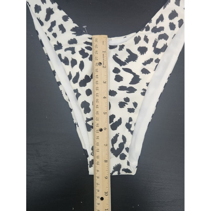 Aerie Cream and Black Leopard Print Cheeky Bikini Bottom Size Medium NWT