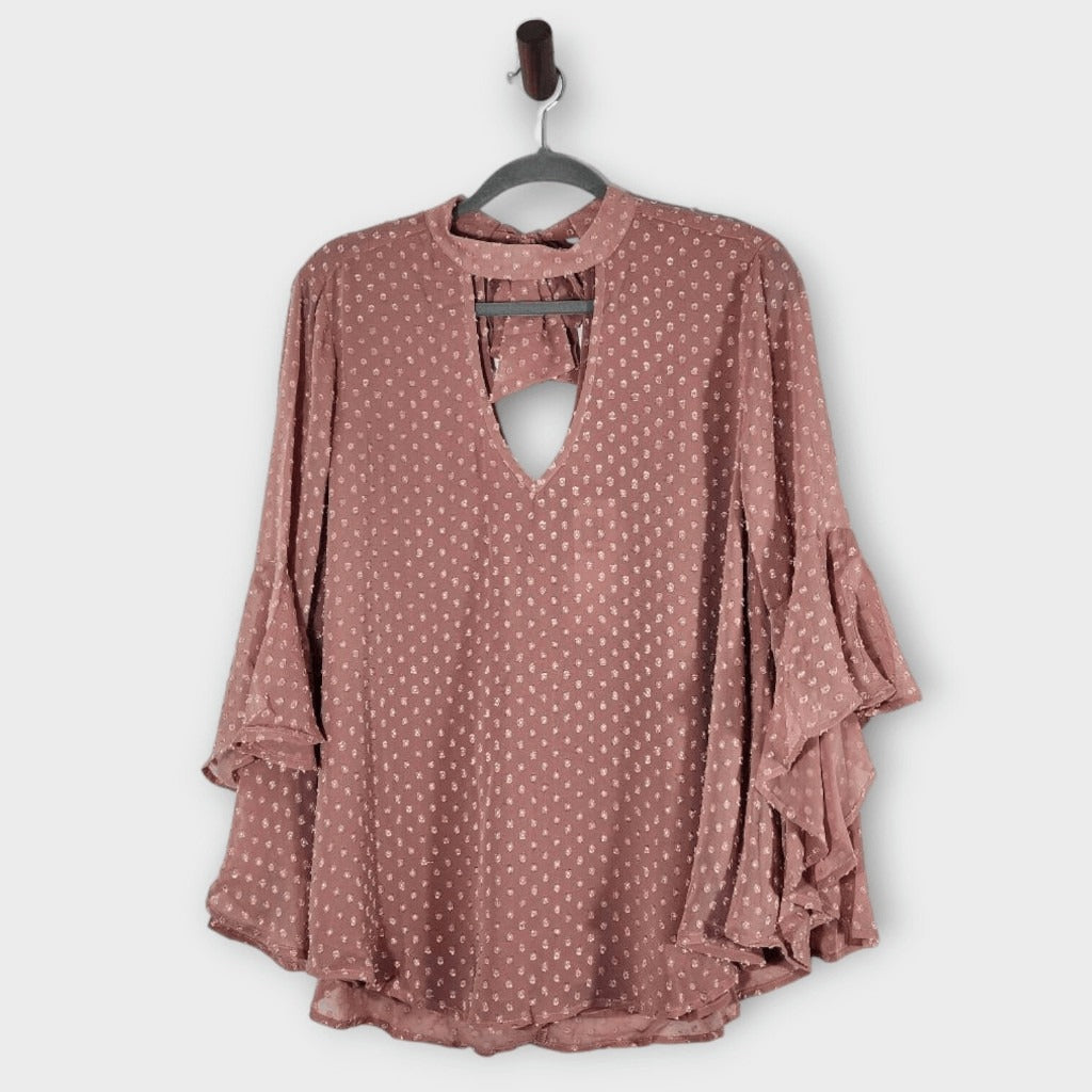 Band of the Free Dusty Pink Bell Sleeve Boho Top Size Medium NWT Pink Blouse
