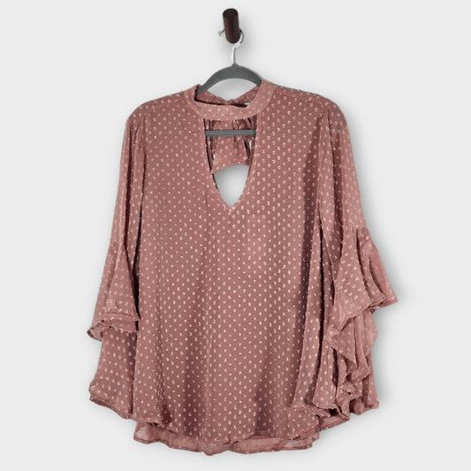 Band of the Free Dusty Pink Bell Sleeve Boho Top Size Medium NWT Pink Blouse