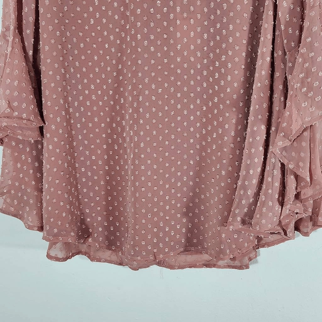 Band of the Free Dusty Pink Bell Sleeve Boho Top Size Medium NWT Pink Blouse