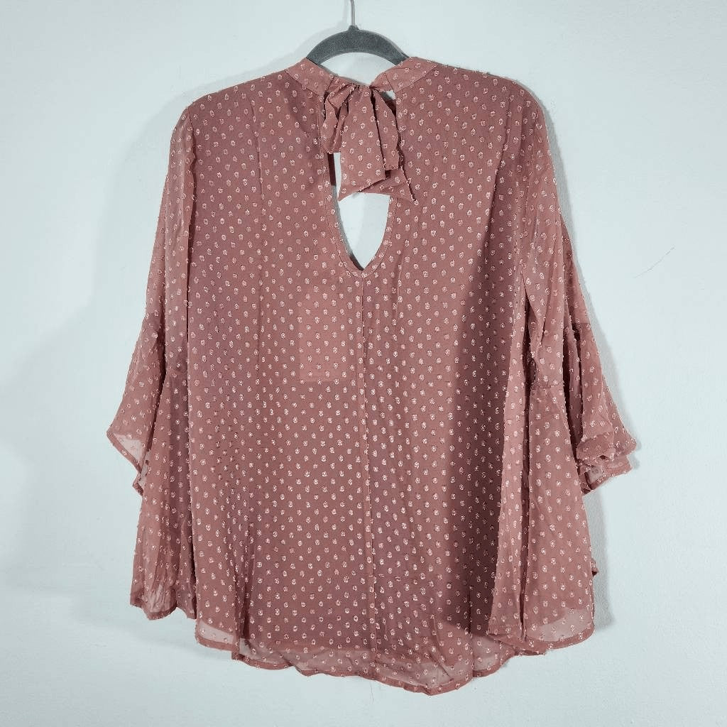 Band of the Free Dusty Pink Bell Sleeve Boho Top Size Medium NWT Pink Blouse