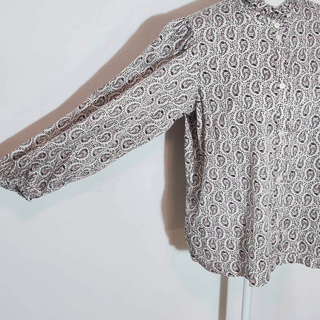 Gap Black and White Print Button Down Blouse Size Medium Gap Cotton Blouse