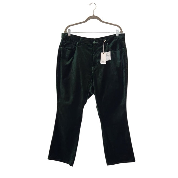 Good American Green Velvet High Rise Kick Flare Pants Size 18 NWT