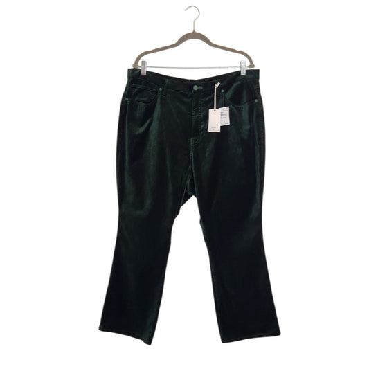 Good American Green Velvet High Rise Kick Flare Pants Size 18 NWT