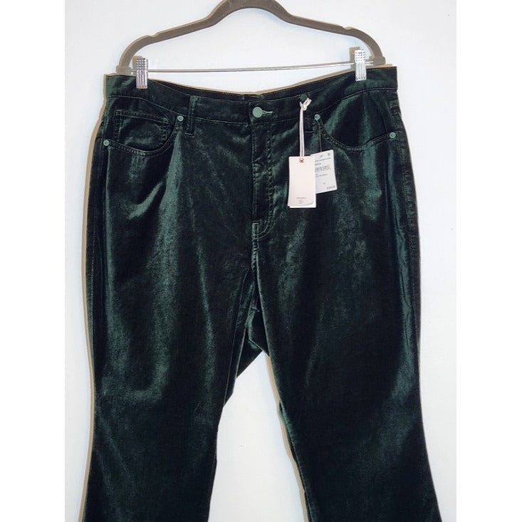 Good American Green Velvet High Rise Kick Flare Pants Size 18 NWT