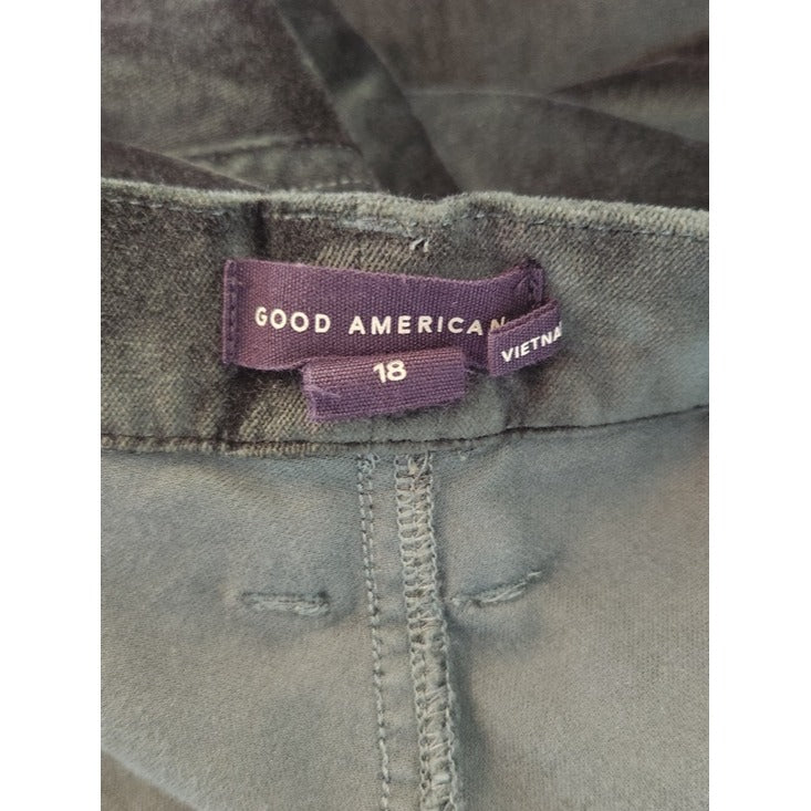 Good American Green Velvet High Rise Kick Flare Pants Size 18 NWT