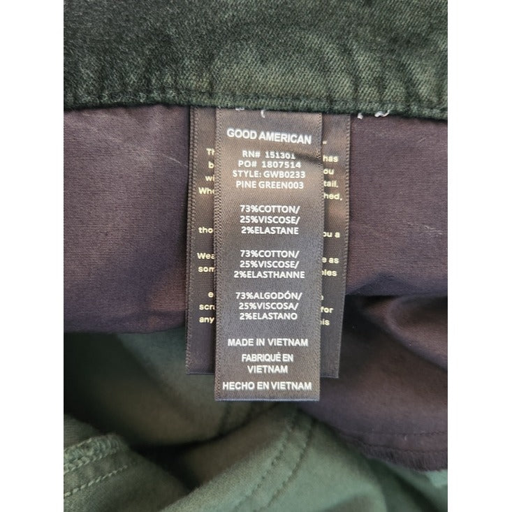 Good American Green Velvet High Rise Kick Flare Pants Size 18 NWT
