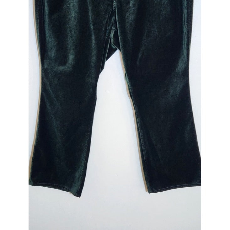 Good American Green Velvet High Rise Kick Flare Pants Size 18 NWT