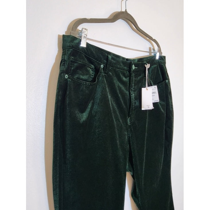 Good American Green Velvet High Rise Kick Flare Pants Size 18 NWT