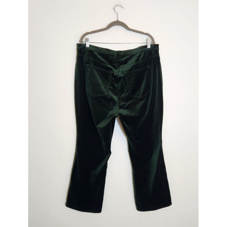 Good American Green Velvet High Rise Kick Flare Pants Size 18 NWT