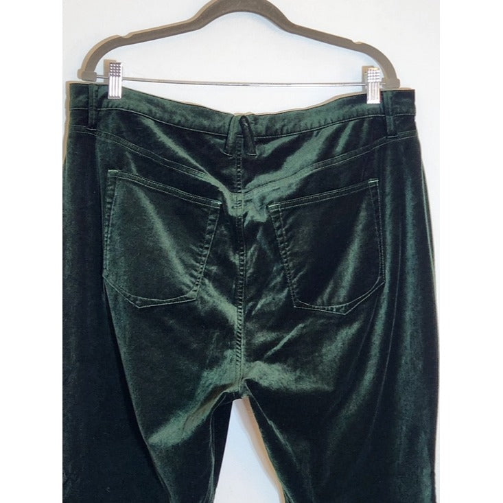 Good American Green Velvet High Rise Kick Flare Pants Size 18 NWT