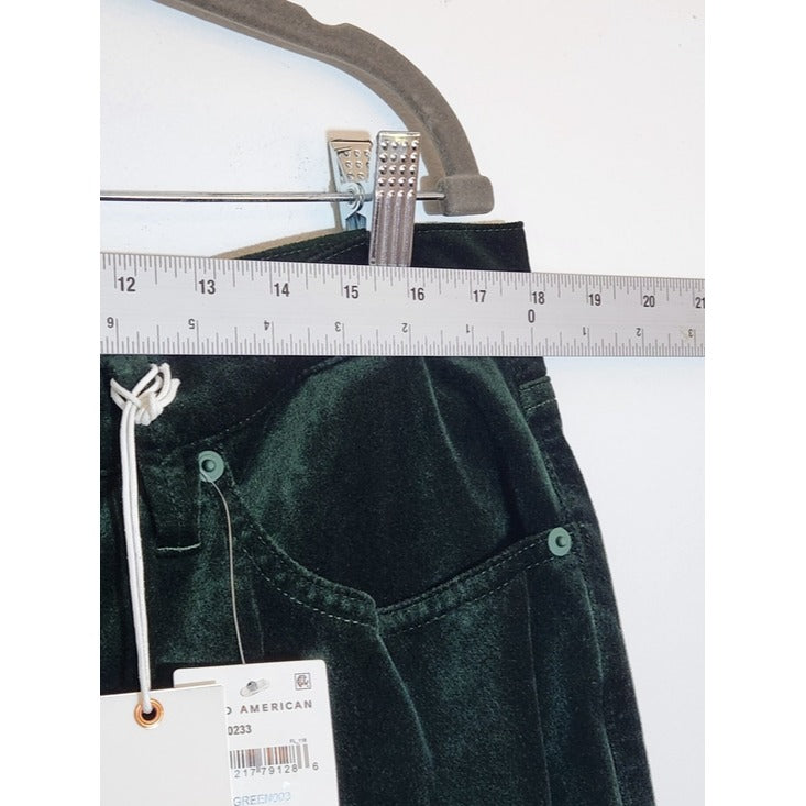 Good American Green Velvet High Rise Kick Flare Pants Size 18 NWT