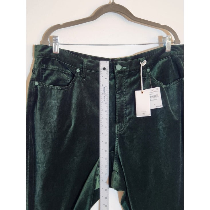 Good American Green Velvet High Rise Kick Flare Pants Size 18 NWT