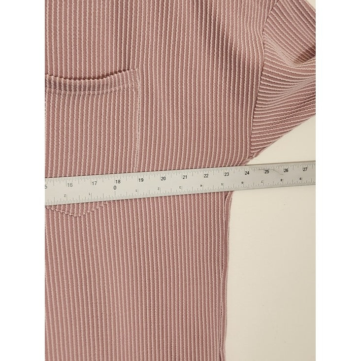 Kirundo Dusty Pink Ribbed Knit Oversized V-Neck Top Size XL