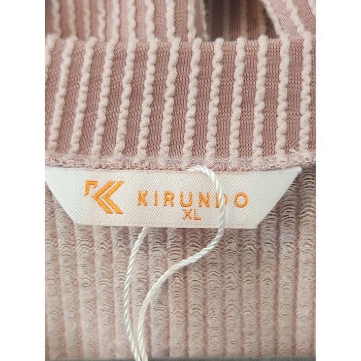 Kirundo Dusty Pink Ribbed Knit Oversized V-Neck Top Size XL