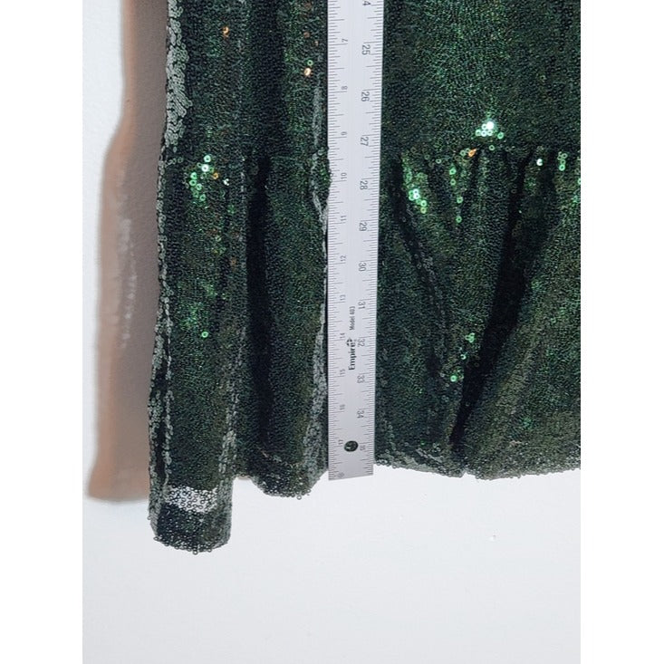 Crown & Ivy Green Sequin Mini Shirt Dress Size Small NWT Cocktail Dress