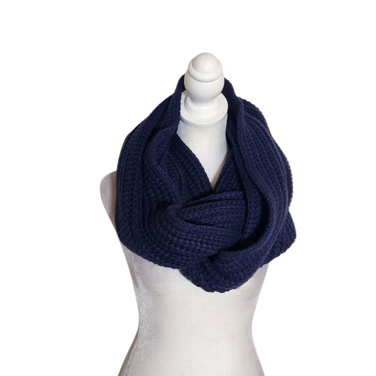 J. Crew Navy Chunky Knit Infinity Scarf One Size Cashmere Wool Blend