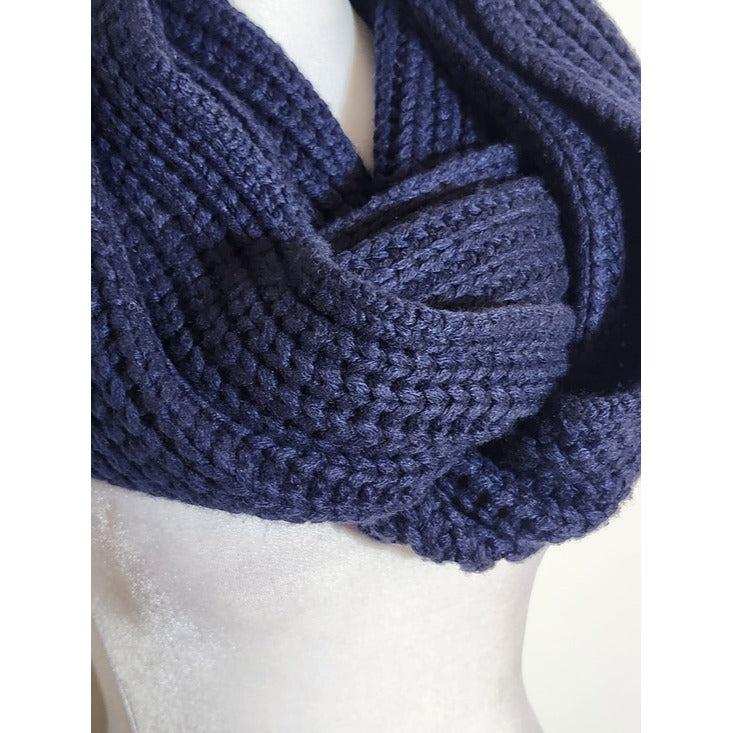 J. Crew Navy Chunky Knit Infinity Scarf One Size Cashmere Wool Blend