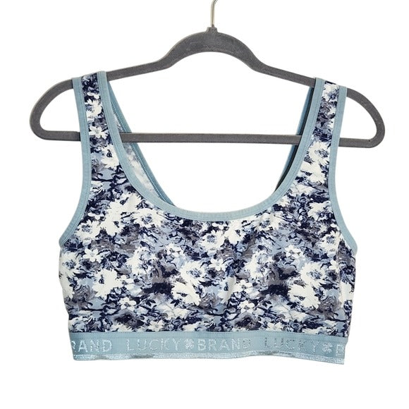 Lucky Brand Blue Floral Print Sports Bra Size XL